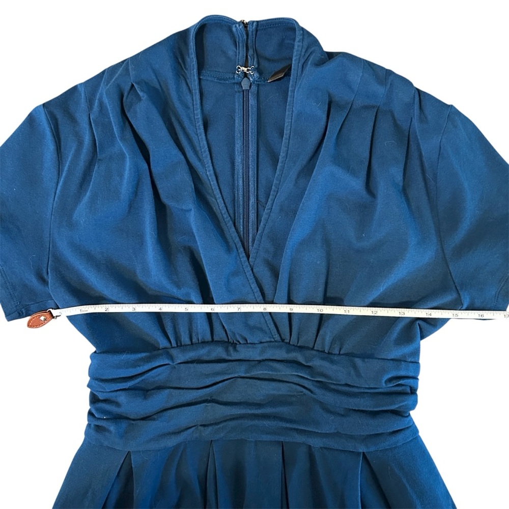 Eshakti Blue Midi Dress, Short Sleeve Fit & Flare Dress with Pockets, Medium / 8 - Picture 4 of 8